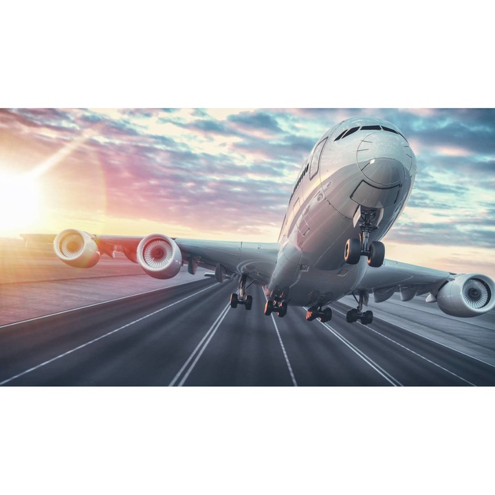PVC öntapadó tapéta - The Airplane Taking Off And The Sun 3d rendering, 160 x 240 cm