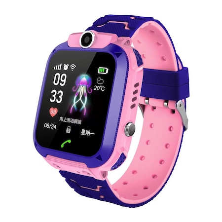 Ceas Smartwatch pentru copii cu functie telefon, localizare GPS, istoric traseu, apel de monitorizare, camera, joc matematic, roz