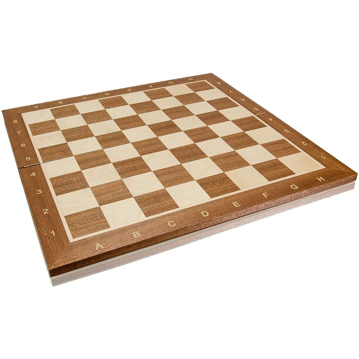 Tabla de sah Master of Chess, Pliabila, 48 x 48 cm, Lemn, Alb, Maro