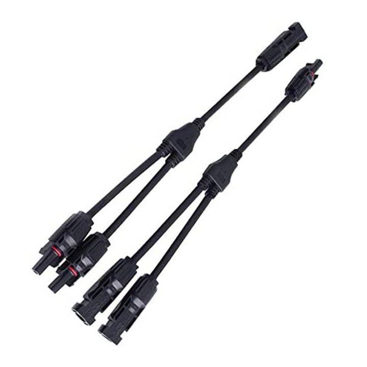 Set 2 cablu solar MC4, tip Y splitter, IP67, pentru panou solar, Amtok, Negru