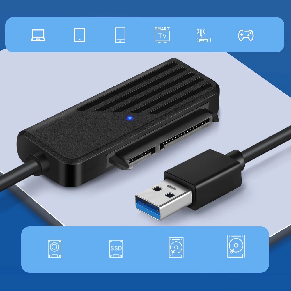 Adaptor USB 3.0 SATA, pentru 2.5'' SATA HDD/SSD, sundiguer, Negru - eMAG.ro