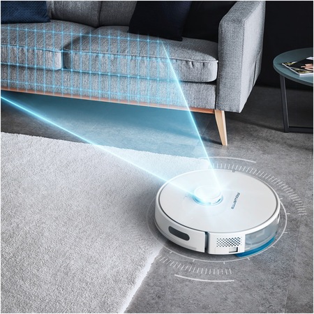 Robot de aspirare Rowenta X-Plorer S75 Animal & Allergy RR8567WH, 31W, curatare 4 in 1, sistem Smart Aqua Power, recipient praf 0.3L, recipient apa 0.3L, 3 senzori de cadere, statie de incarcare, putere aspirare 2700 Pa, autonomie 120 min, alb
