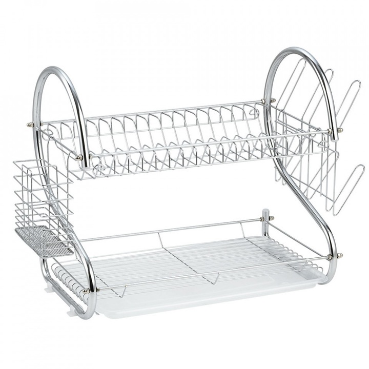 Uscator de vase 2 nivele Muhler MR-5224CR 52x24,5x37cm, argintiu