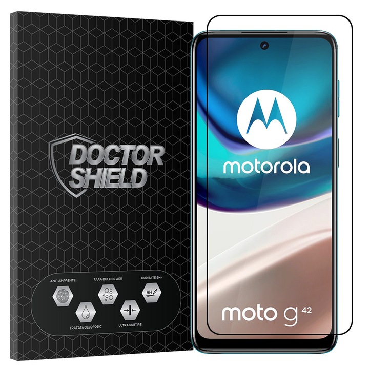 Folie Sticla Dr.Shield, Compatibil Motorola Moto G42 4G, Full Glue, Protectie Profesionala 2.5D