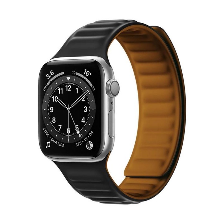 Gumi szíj Mágneses szíj kompatibilis az Apple Watch 1/2/3/4/5/6/SE 38/40mm fekete