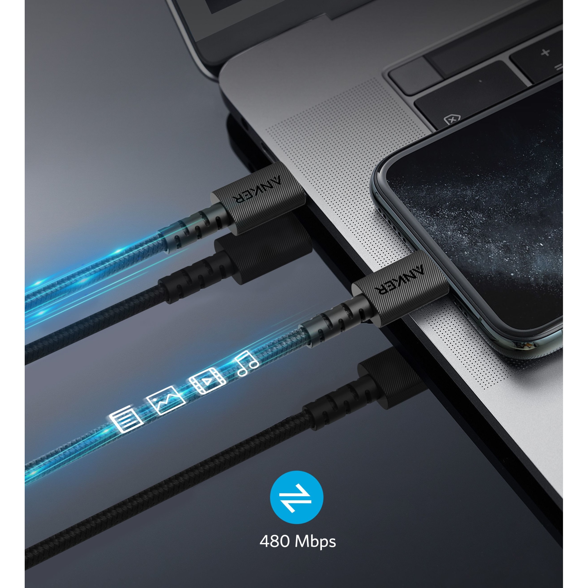 Cáp sạc iPhone Anker PowerLine Select+ Lightning to USB-C dài 1.8m MFI