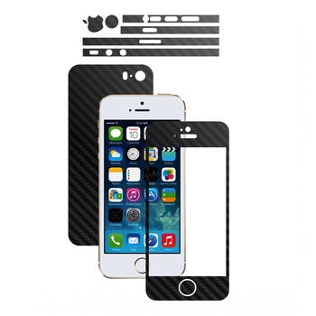 Folie de protectie Full Body Carbon Skinz, Acoperire Totala, Carbon Negru pentru Apple iPhone 5