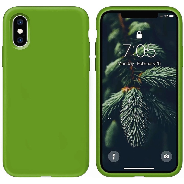 Husa CASEY STUDIOS™ compatibila cu iPhone XS Max, Soft Silicone Premium, Microfibra in Interior, Acid Green, de Protectie, Ultra Slim, pentru Incarcare Wireless, Margini Ridicate de Protectia Ecranului si a Camerelor