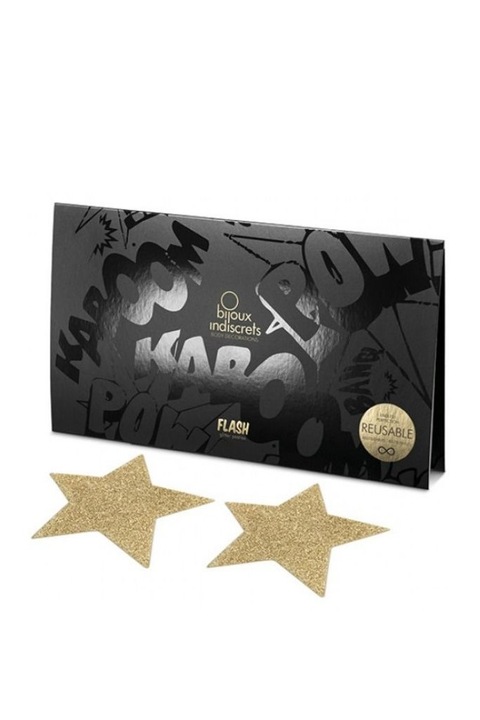 Plasturi adezivi pentru mameloane, refolosibili, Auriu, Bijoux, Marime One Size INTL