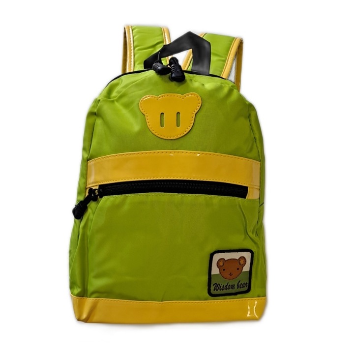 Óvodai hátizsák Wisdom Bear, 2 rekeszes, 30x25x10 cm, zöld