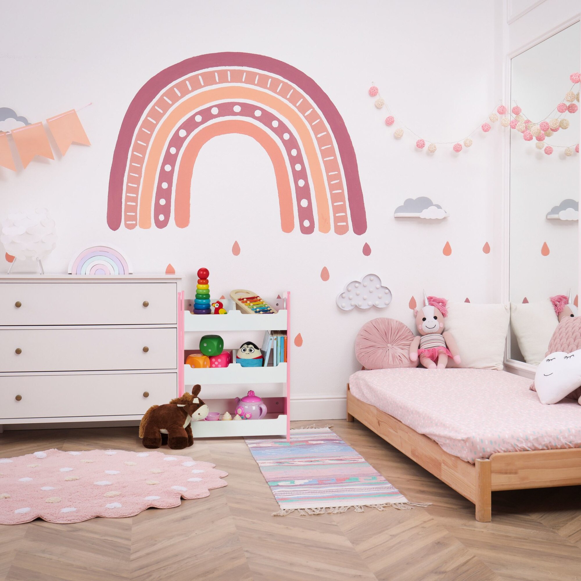 Raft cu 5 compartimente pentru copii, MDF, dimensiune 60 x 62,5 x 30 cm ...