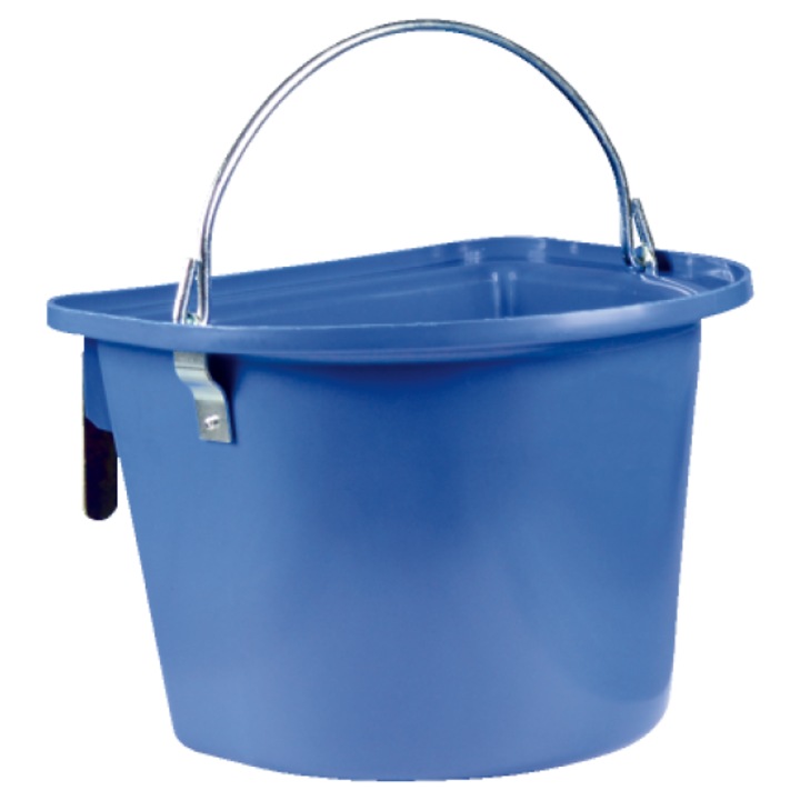 Galeata plastic pentru furajare animale, cu maner si suport metalic, Albastru, 14L