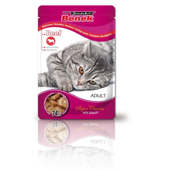 Hrana umeda pisici Super Benek, Adult, Vita, 100g