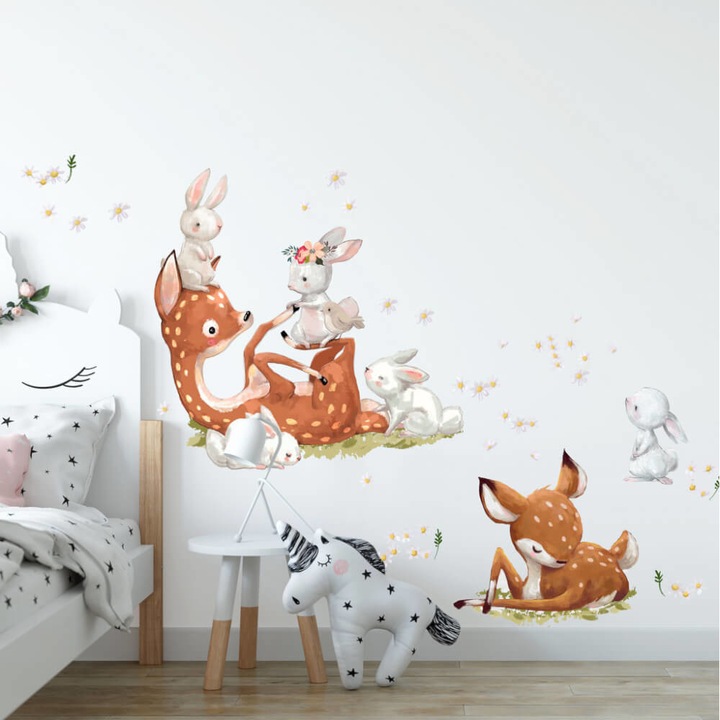 INSPIO Matrica gyerekeknek - Őzike nyuszikkal