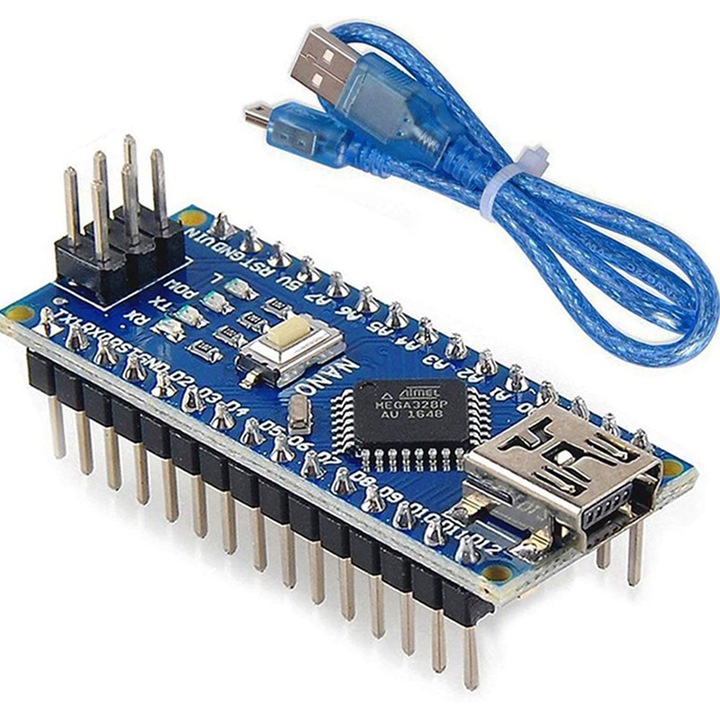 Placa microcontroler Nano V3.0 ATmega328P, USB, 5V, Albastru