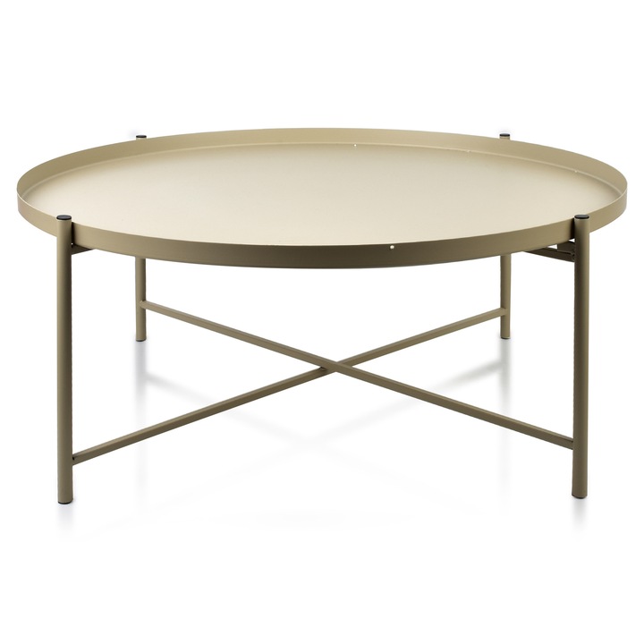 Masuta de cafea Mondex, Metal, Design modern, 76.5 x 32 cm, Auriu