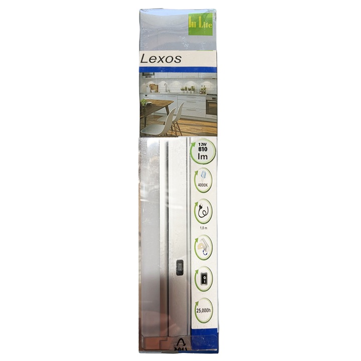 LED lámpa, szekrény alá szerelhető, Hi Lite Lexos 3650796-b9540, Kulccsal, 54,5cm, 810 lm, 12W, Energy A+, 4000K, Semleges fehér, Ezüst, Forgatható és dönthető