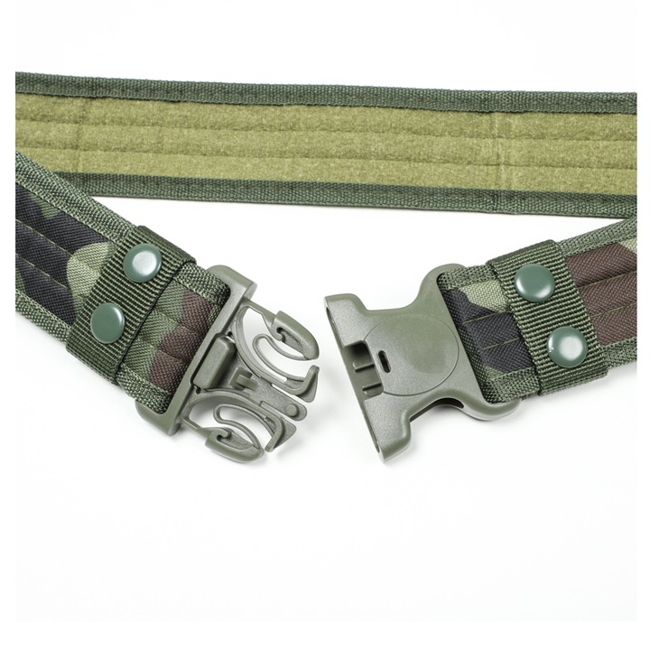 Centura Tactica Militara Combat, ajustabila cu prindere in 3 puncte, ajustare cu Arici, camuflaj, 130 cm