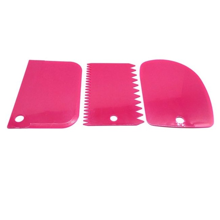 Set 3 spatule pentru decorarea prajiturilor, Zola®, din plastic, roz
