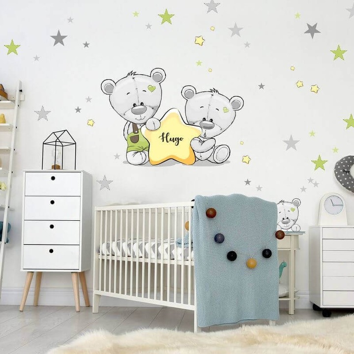 INSPIO Névre szóló zöld macis falmatrica