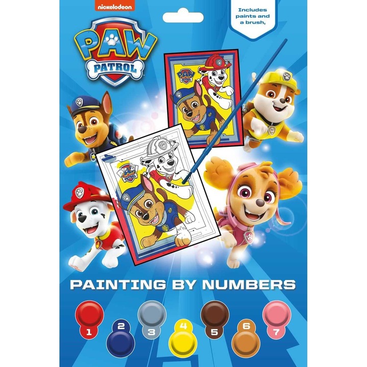 Festmény számok alapján, 7 akvarell szín és 1 Paw Patrol ecset, Alligator kiadó