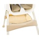 Мултифункционален и сгъваем стол за маса "LikeSmart Beige Chair 3 in 1", с подвижна табла, кошница за принадлежности, предпазен колан с 5-точково закопчаване, заоблени ъгли, сваляща се и переща се кожена тапицерия, Бежов