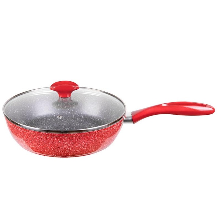 Тиган Voltz V54419A26D, 26 см, с капак, мраморно покритие, дълбок, индукция