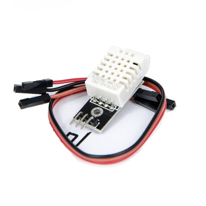 Senzor de temperatura si umiditate, DHT22 pe un PCB, Cabluri de conectare, Multicolor