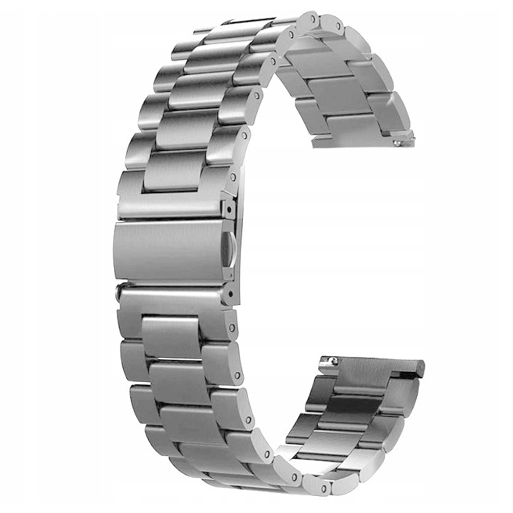 Curea de schimb pentru Huawei Watch GT/GT2/GT2E, Samsung Galaxy Watch|Gear S3, Amazfit Pace|Stratos 2/2S/3, Otel inoxidabil, 46 mm, Argintiu