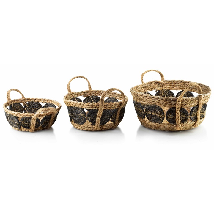 Set 3 cosuri servire, Mondex, Bali, Iarba de mare, 30x30x15 cm, Maro