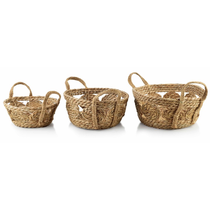 Set 3 cosuri servire, Mondex, Bali, Iarba de mare, 30x30x15 cm, Maro