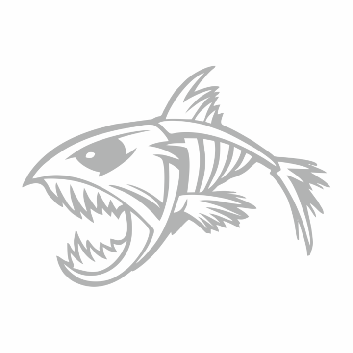 Sticker auto Skeleton Fish, Alb, 25 cm