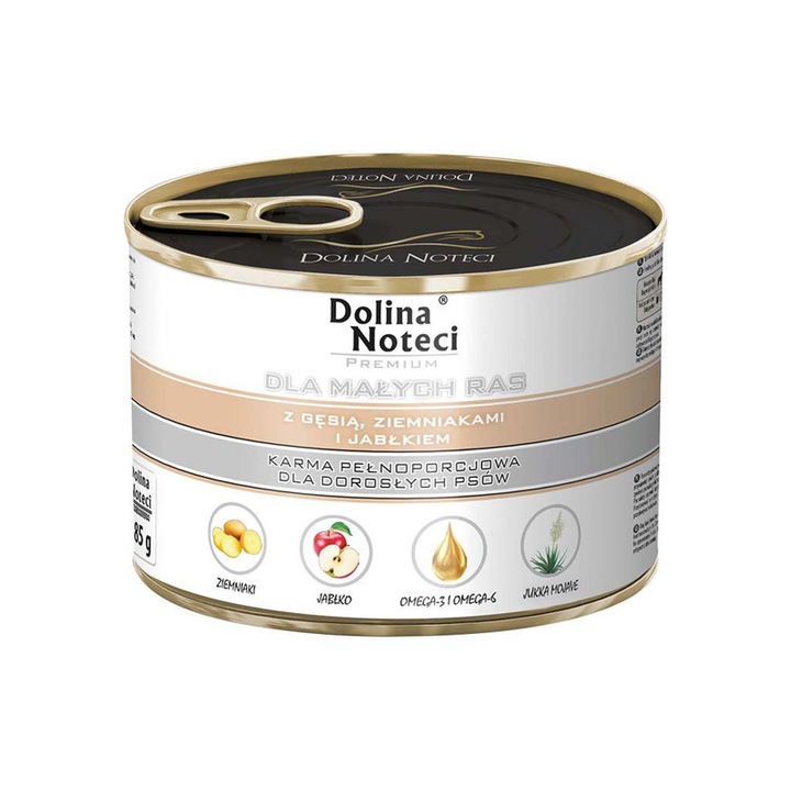 Мокра храна за кучета, Dolina Noteci, Гъска/Картоф/Ябълка, 185 г