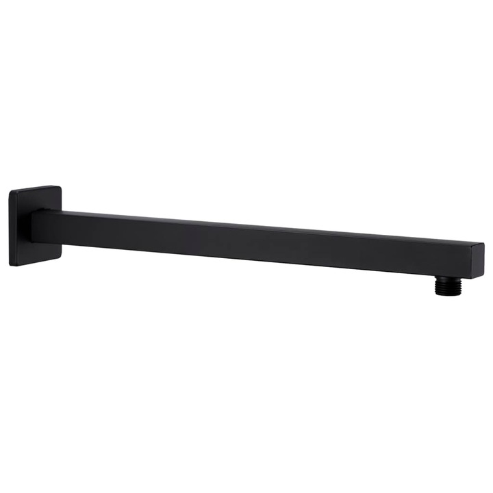 vidaXL fekete négyszögletes rozsdamentes acél zuhanytartókar 40 cm 147733