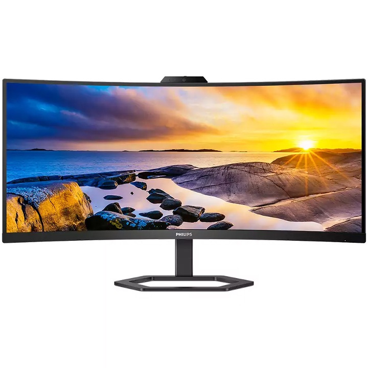 Monitor Hajlított WLED VA Philips 34" WQHD 100Hz 4ms HDMI DisplayPort USB USB-C webkamera 34E1C5600HE/00