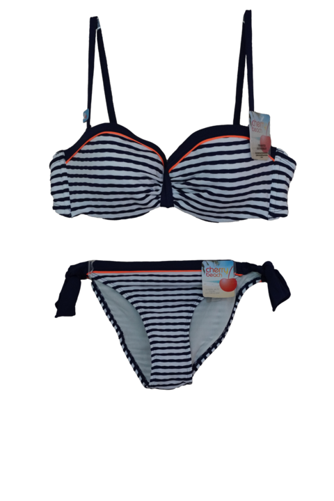 Costum de baie dama Cherry beach 25824, 2 piese, Albastru/Alb, Alb/Albastru
