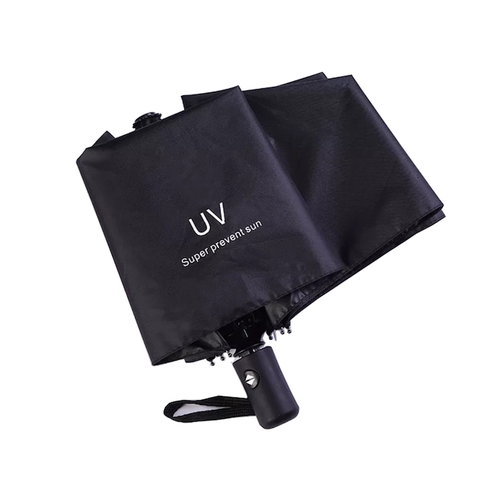 OEM teleszkópos esernyő, vinyl, automata, vízálló, UV védelem, 98cm, fekete