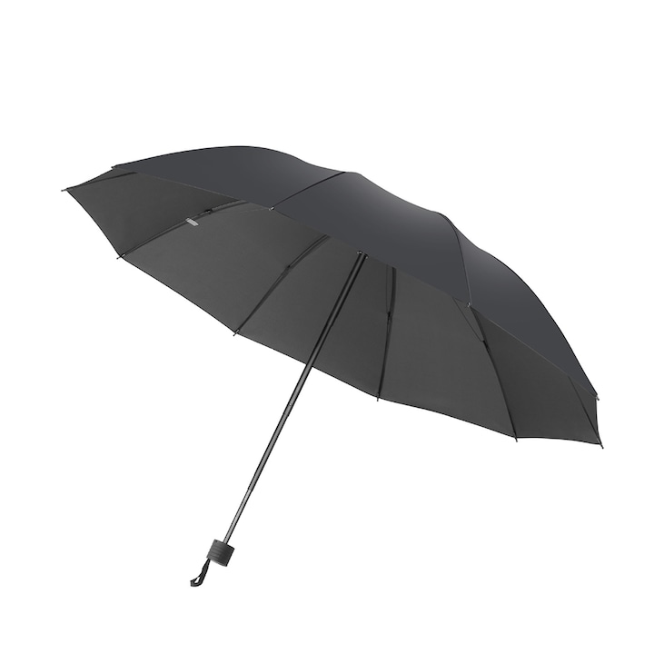 Teleszkópos esernyő, Vízálló, UV védelem, 97cm, Fekete
