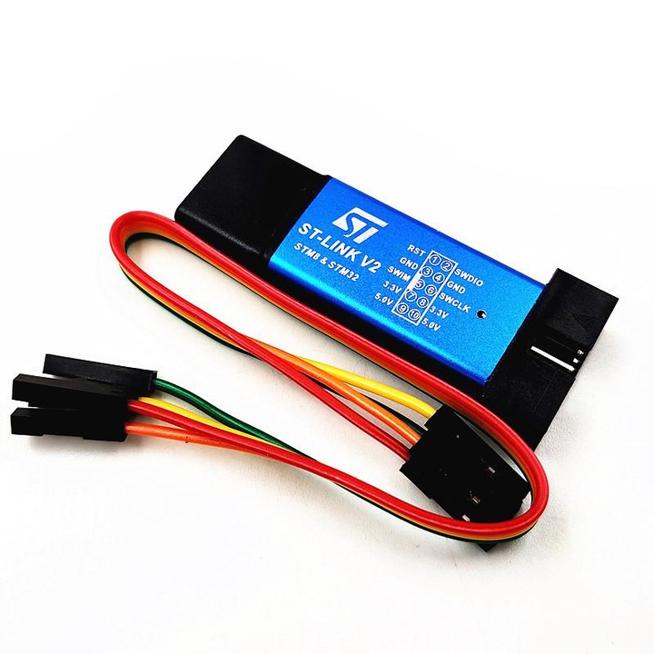 Програматор за дебъгер, STM32, STM8, V2, ST-LINK, USB кабел, 3,3 V/5 V, Многоцветен