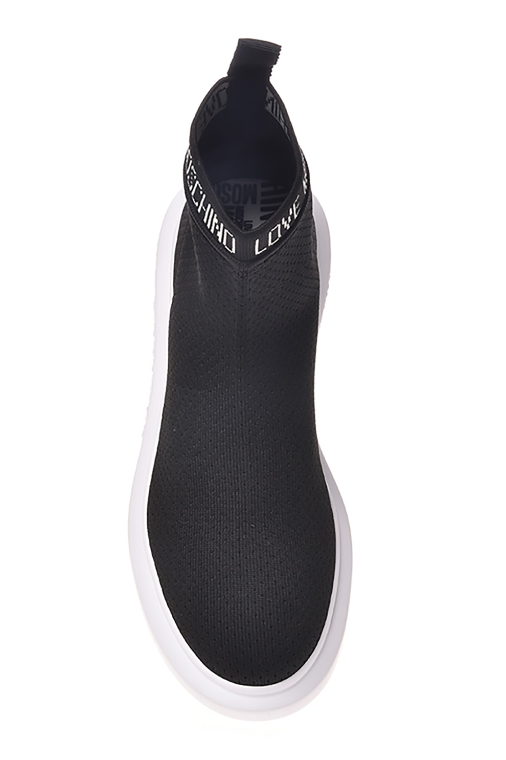 Love Moschino, Pantofi sport slip-on cu model soseta, Negru, 40
