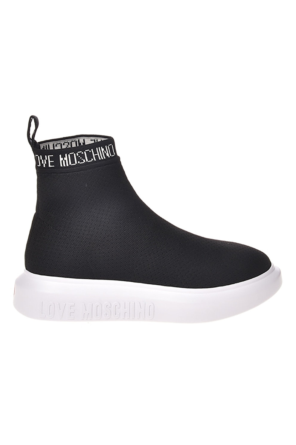 Love Moschino, Pantofi sport slip-on cu model soseta, Negru, 40