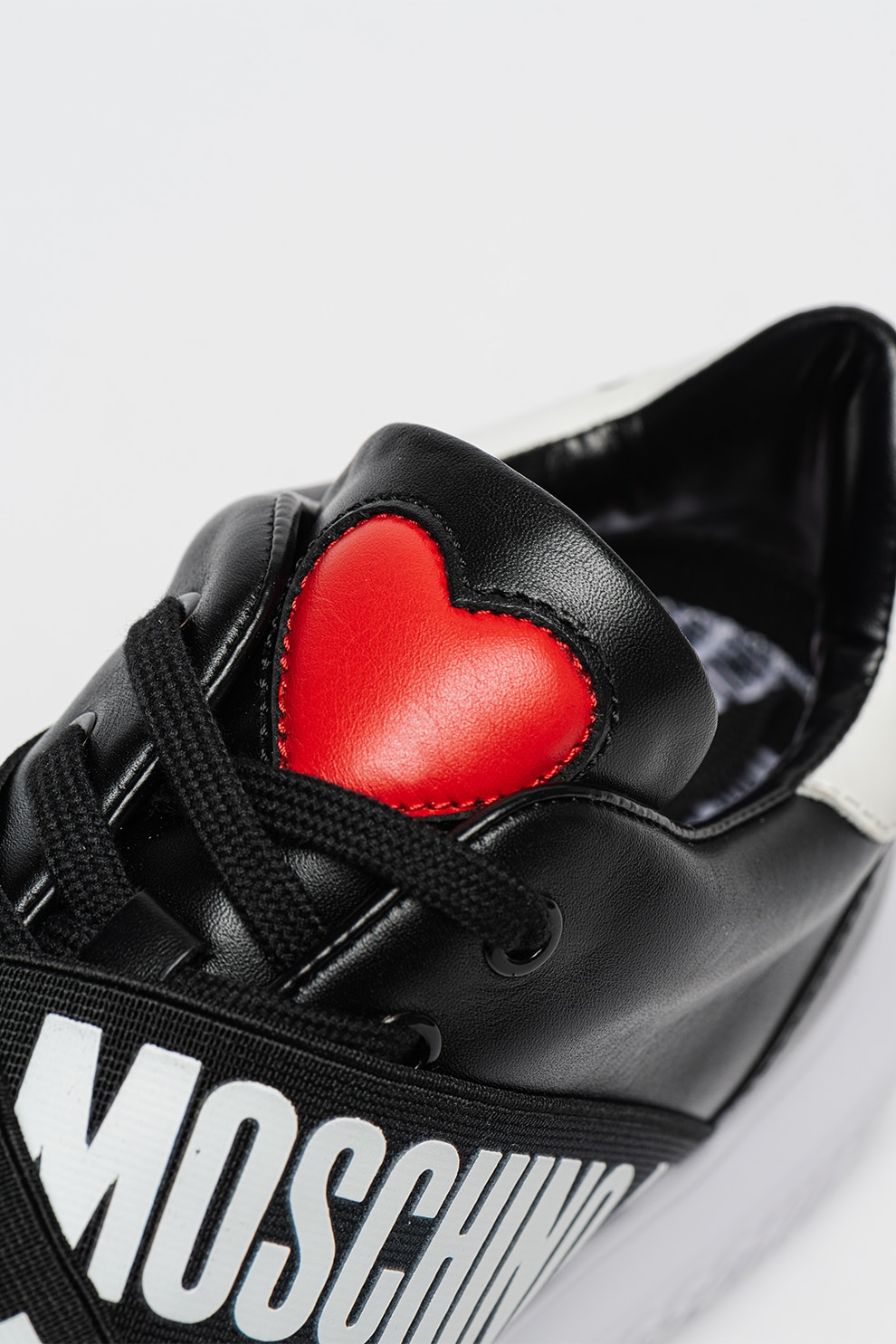 Love Moschino, Pantofi sport din piele cu benzi logo elastice