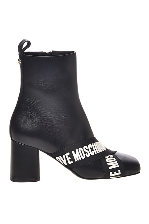 Love Moschino, Botine din piele cu toc inalt, Negru, 35