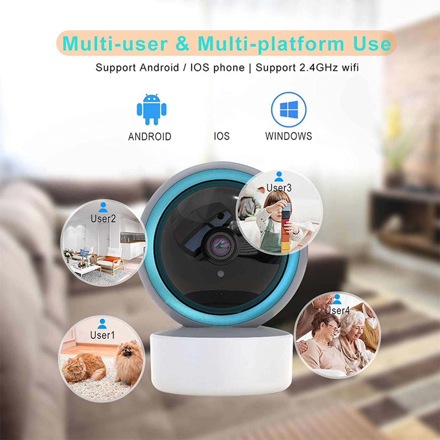 Camera securitate interior, 360°, 1080P, WiFi, Alb - eMAG.ro