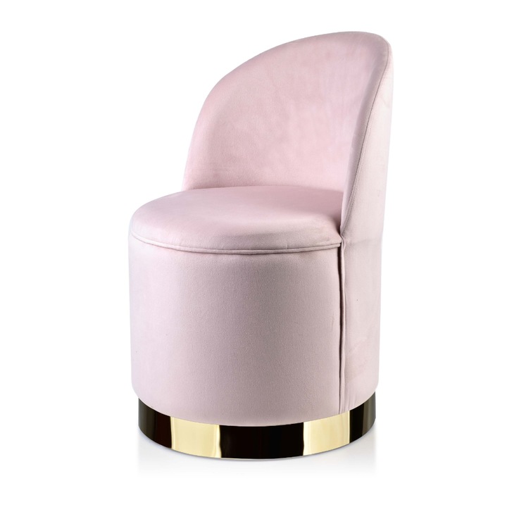 Mondex, Bársony fotel, 73x53x49cm, rózsaszín/arany