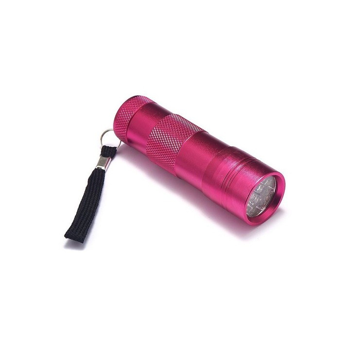 Фенерче 12 led uv, алуминиево, розово