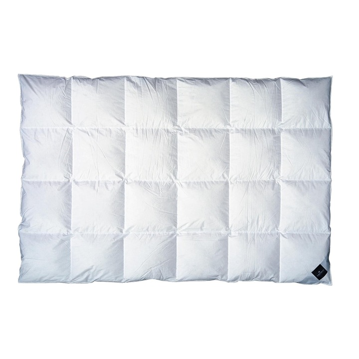 Pilota Billerbeck, Aniko, 200x220 cm, pentru iarna, compozitie pene si puf gasca categoria I, husa 100% bumbac, distribuire uniforma a caldurii, lavabila, alb