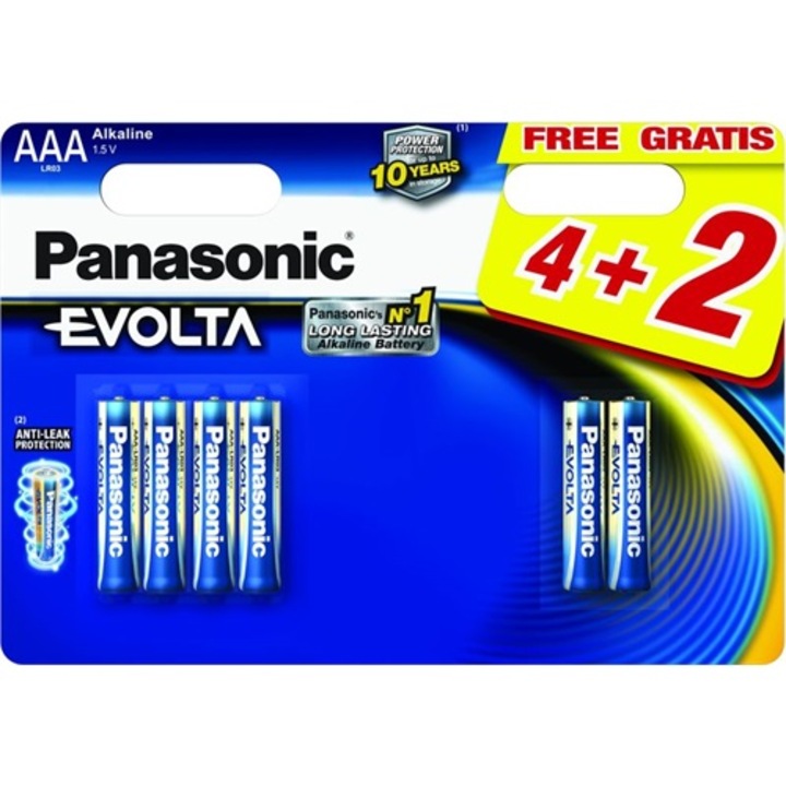 Panasonic EVOLTA AAA mikro 1.5V szupertartós alkáli elemcsomag 4+2