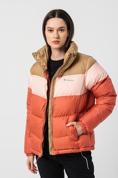 Columbia, Geaca cu model colorblock si finisaj impermeabil Puffect, Roz somon