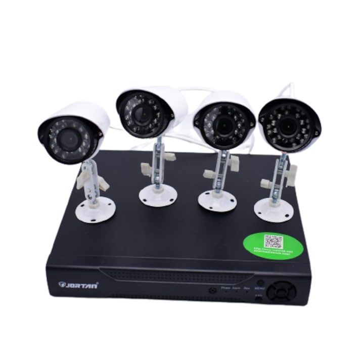 Kit supraveghere video Hikvision 5MP, cu 4 camere 5MP de exterior/interior si HDD 1 TB cu accesorii montaj MK350